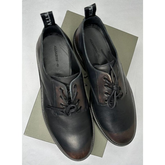 AllSaints Mens 11M Tor Washed Leather Oxfords Dark Brown - Picture 3 of 9